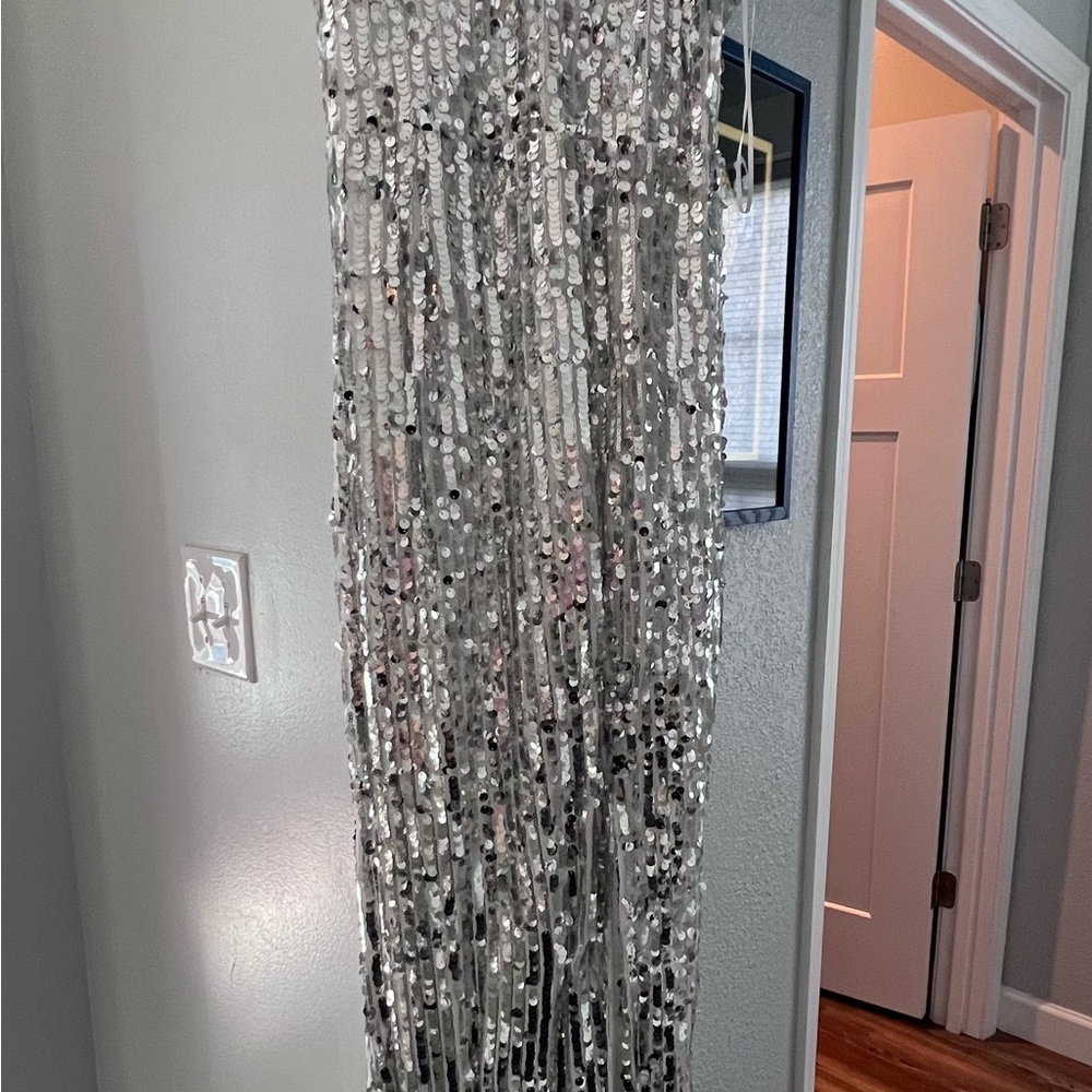 Elegant Silver Sequin Gown